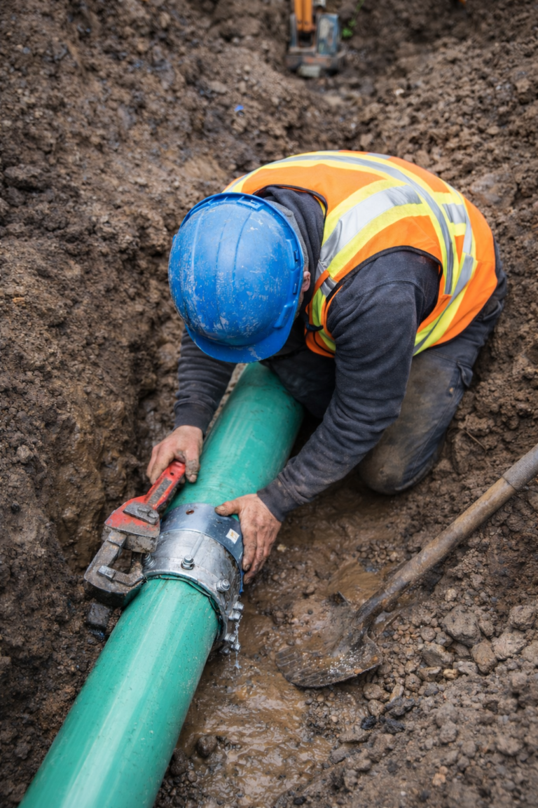installing new water line pipe underground in Toronto