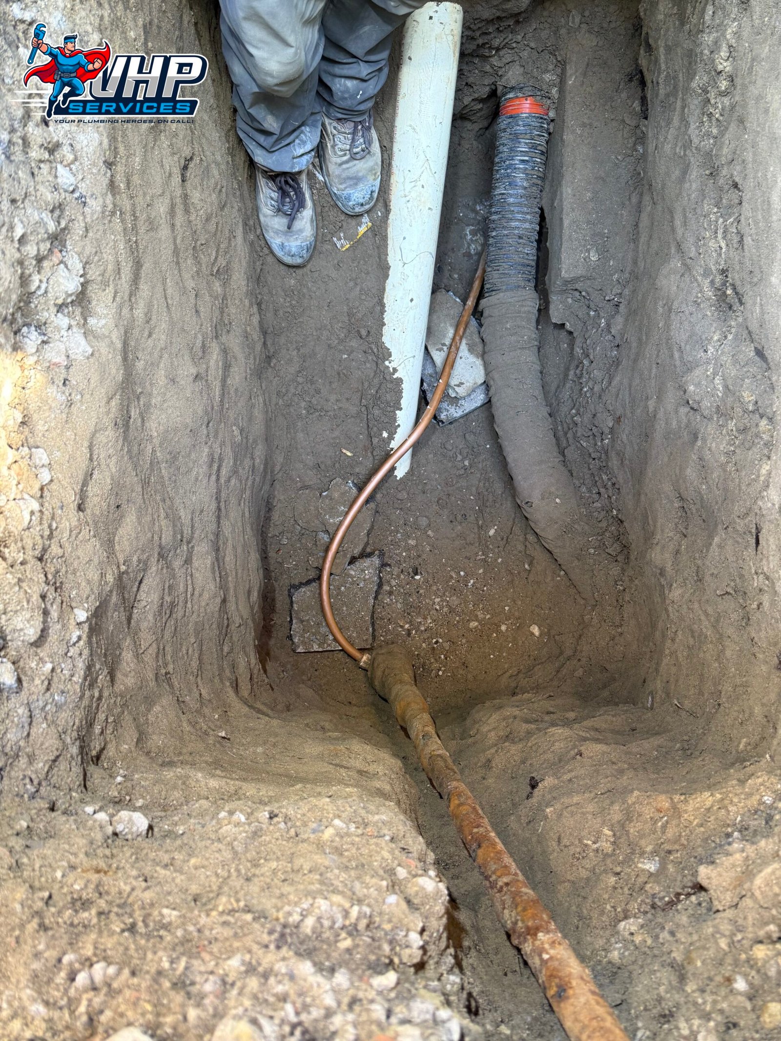 Low water pressure solution – plumber repairing underground pipe