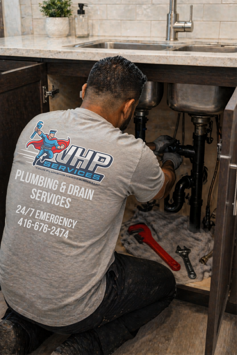 plumber repairing under sink leak in Toronto