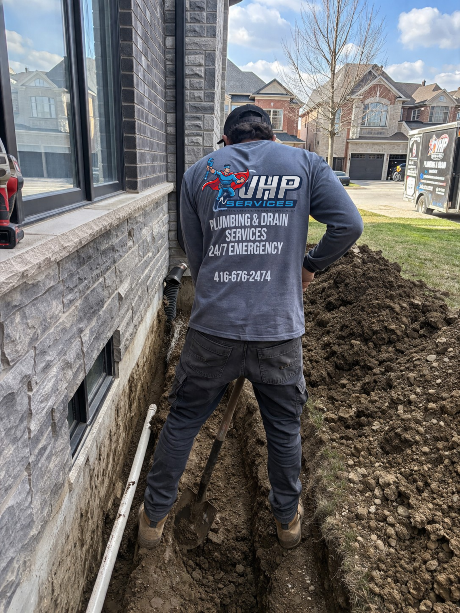 water line trench excavation Toronto house