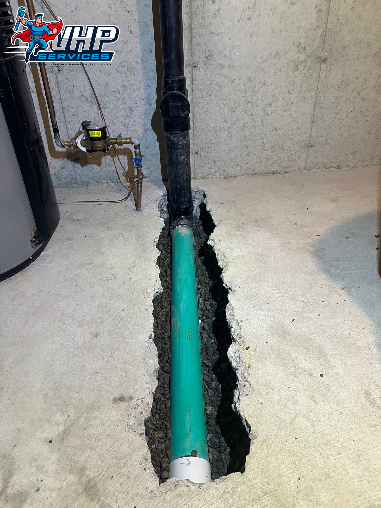 Drain line replacement inside the old house in Toronto